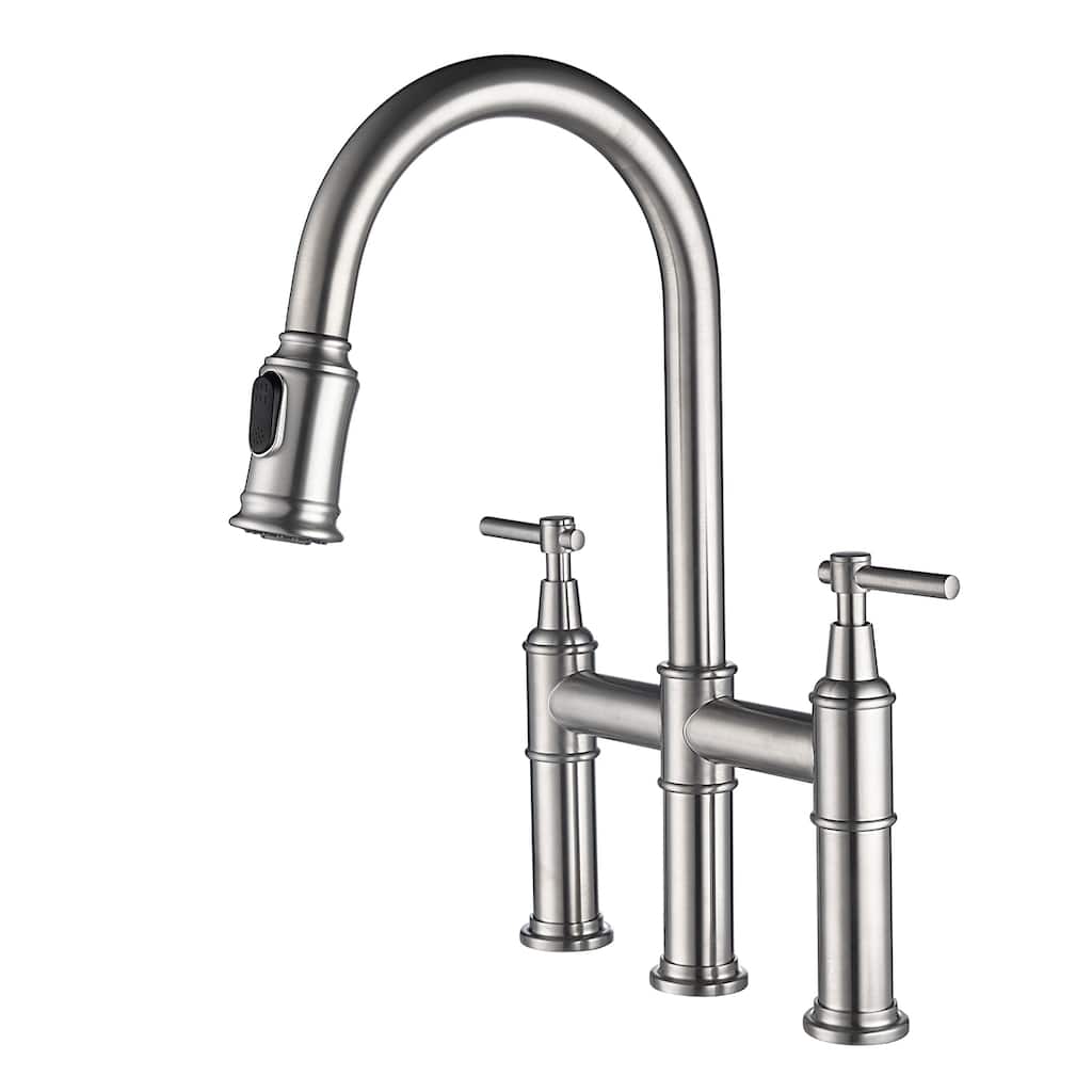 Bridge Kitchen Faucet with Pull-Down Sprayhead in Spot