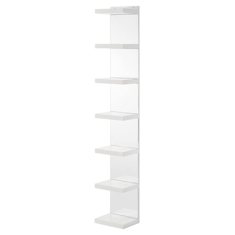 Open Shelving Rack with Mirrored Back Living Room Wooden Furniture