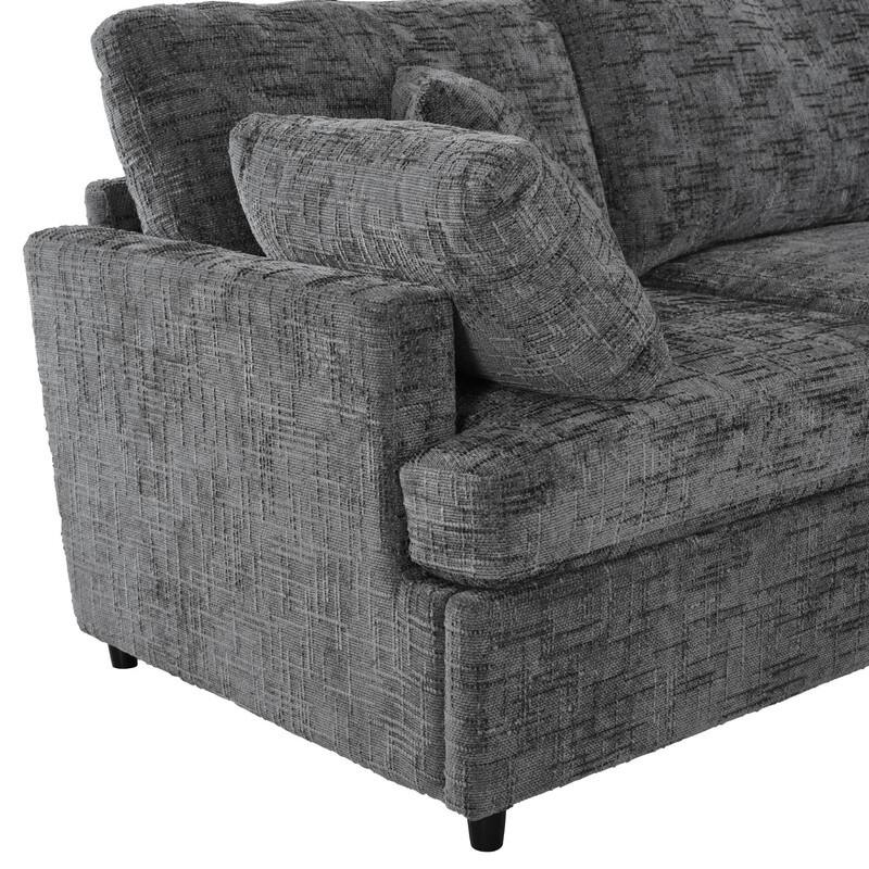 6-Piece U-Shaped Sectional Corner Sofa with Movable Ottoman and Durable Chenille Fabric for Versatile Living Spaces