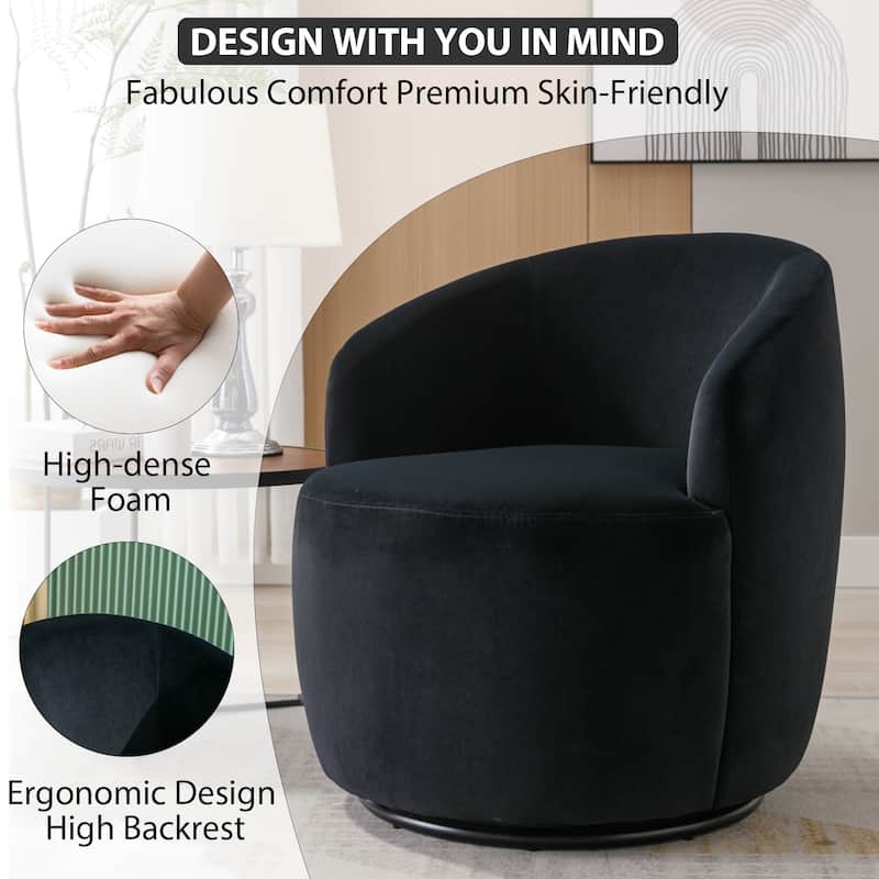 Ouyessir Swivel Barrel Chair Upholstered Armchair (Set of 1)
