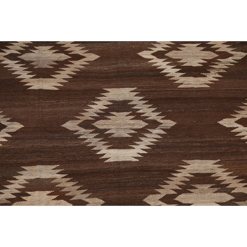 Natural Dye Tribal Geometric Kilim Oriental Wool Area Rug Flat-weave - 4'11" x 6'7"