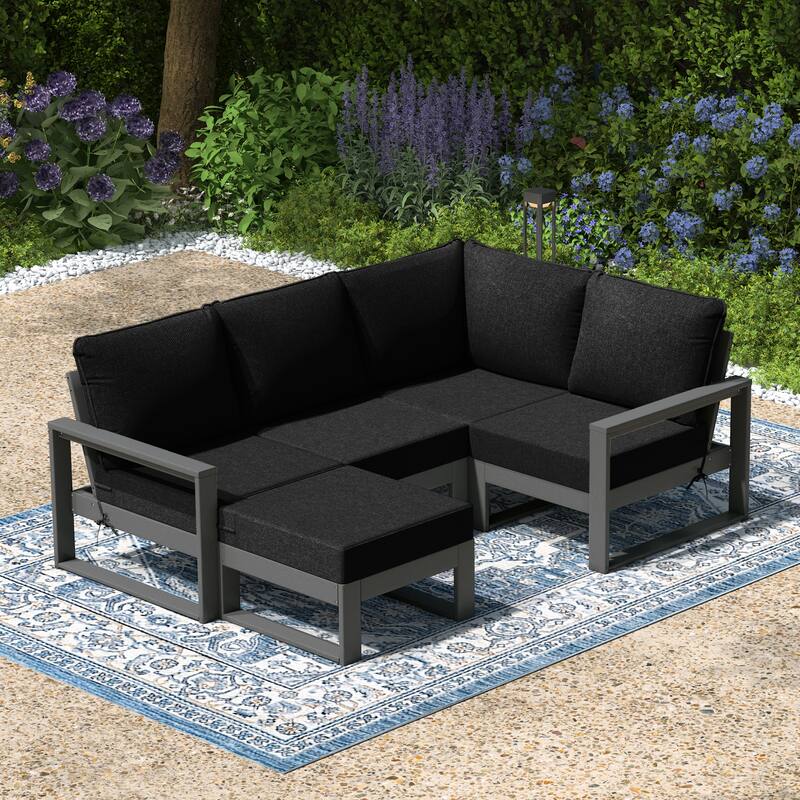 Endless Patio 5-Piece Deep Seating Set with Ottoman with Gray Frame