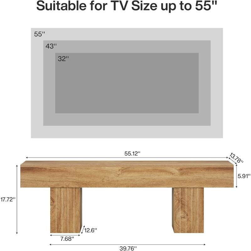 55" Farmhouse Entertainment Center TV Stand for TVs up to 65 Inch - 17.7" H × 55.11" W × 13.7" D