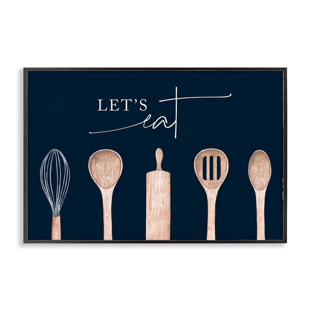 Stupell Let's Eat Kitchen Utensils Framed Giclee Art Design By Lux + Me Designs
