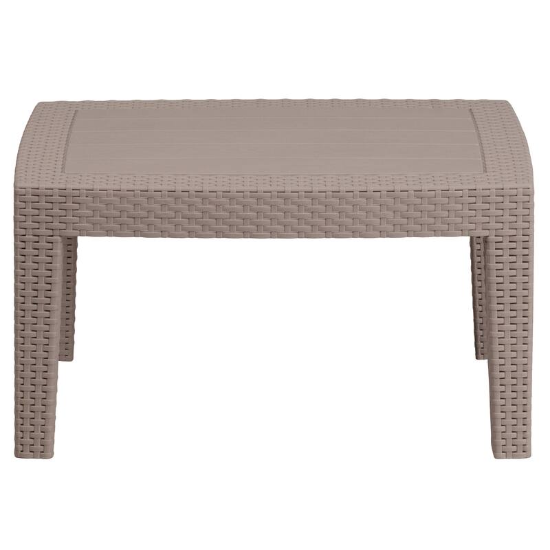 Plank-Top Rattan Coffee Table