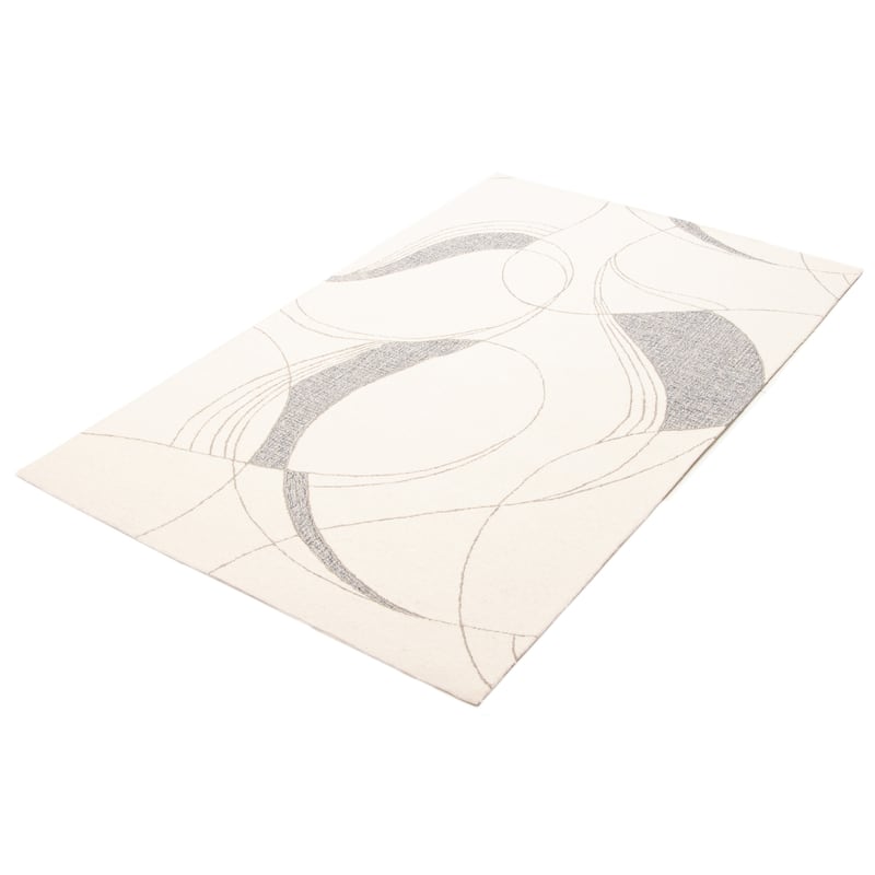ECARPETGALLERY Hand Tufted Timeless Cream Wool Rug - 5'0 x 8'0