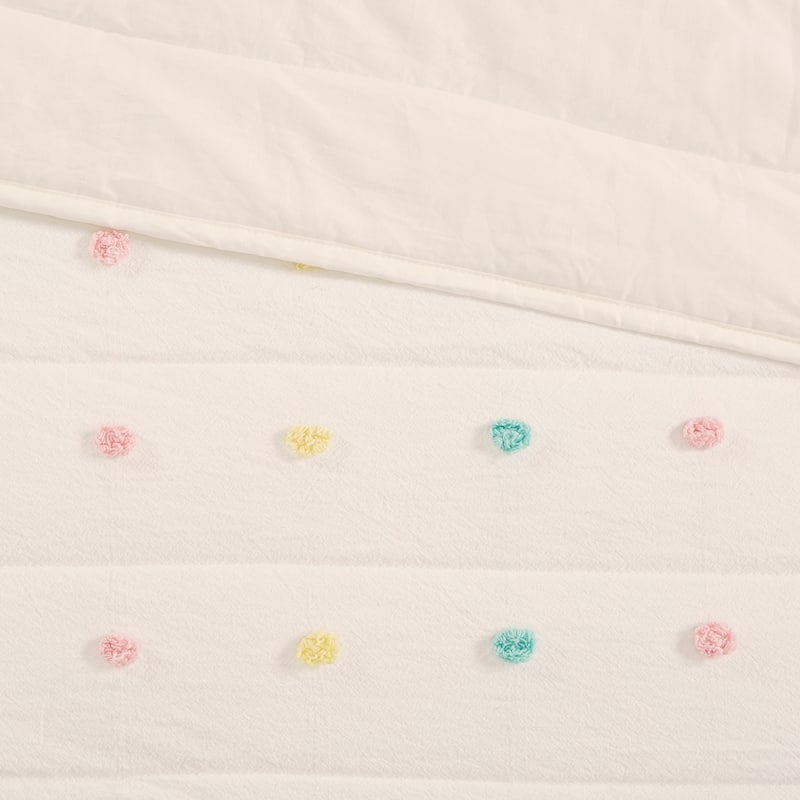 Intelligent Design Kids Ensley Pom Pom Cotton Jacquard Quilt Set with Throw Pillows