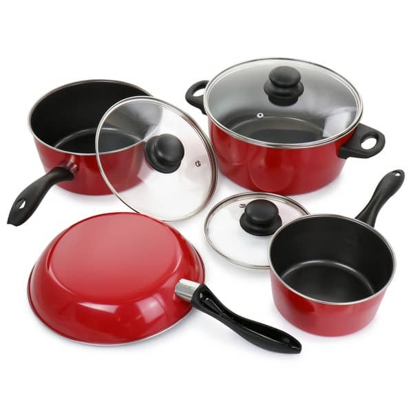7 Piece Aluminum Non-Stick Cookware Set, Dishwasher Safe Pots & Pans, Copper, Bronze