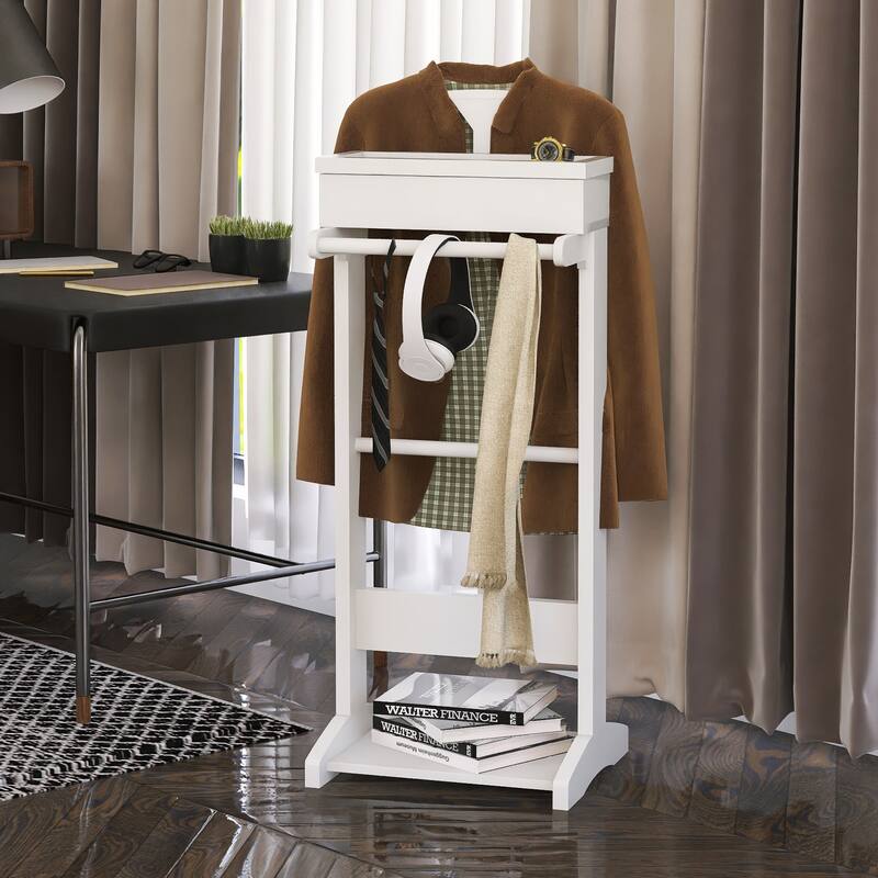 Garment Rack Clothes Valet Stand with Storage Organizer