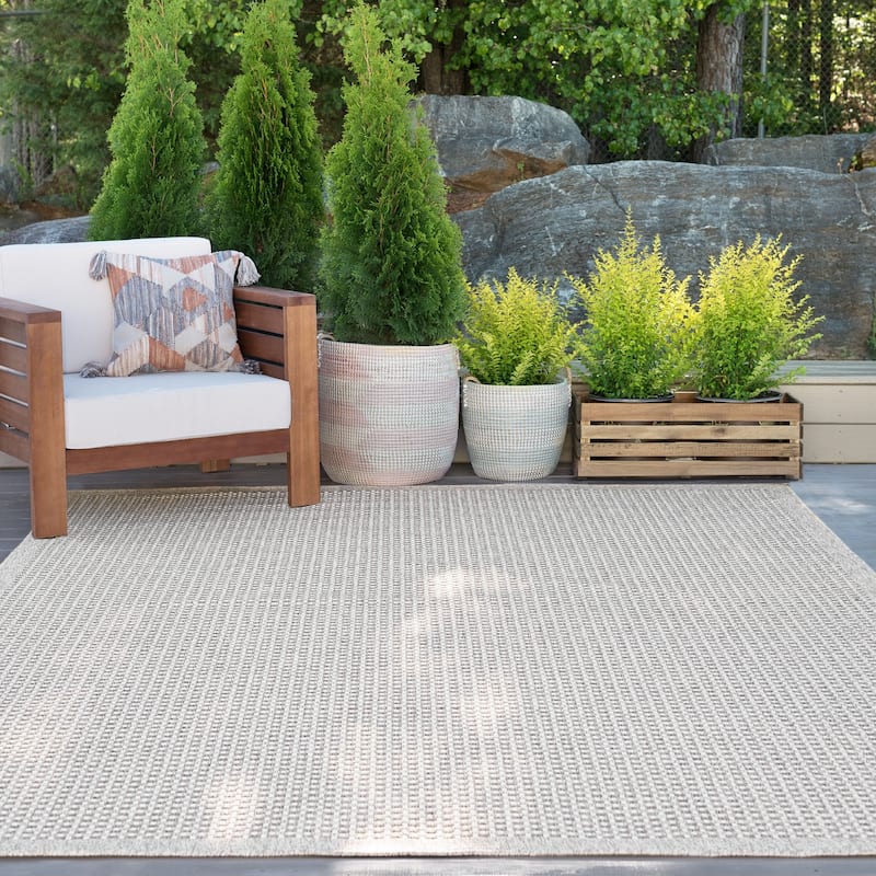 Dennis Coastal Windowpane Indoor/Outdoor Area Rug