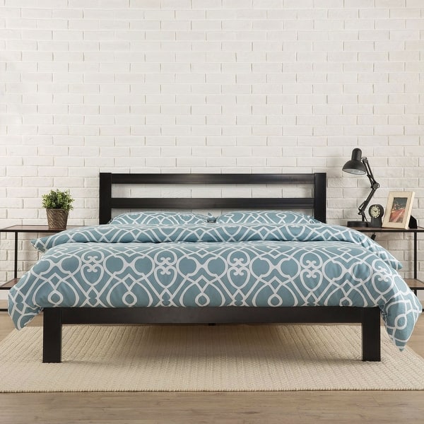 Twin Size Modern Metal Platform Bed Frame With Headboard And Wood Support Slats On Sale Overstock 29063117