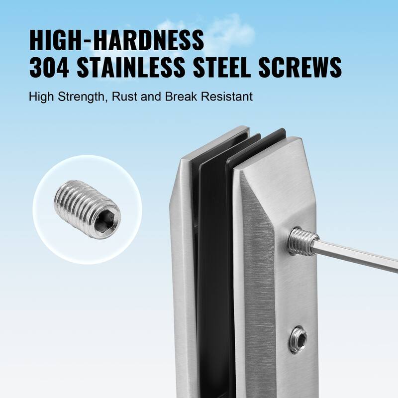 Glass Clamp, Square Glass Railing Bracket for 0.31 "-0.47 " Tempered Glass, 304 Stainless Steel Glass Mounting Clamp