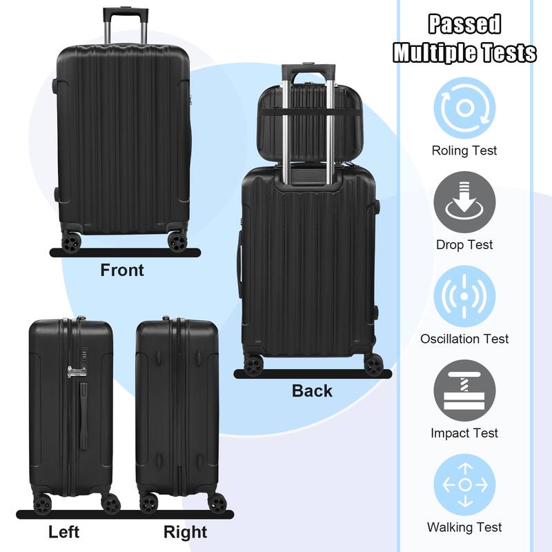 4 Piece Luggage Sets ABS Hard-Shell with TSA Lock & Spinner Wheels, 14’’20’’24’’28’’