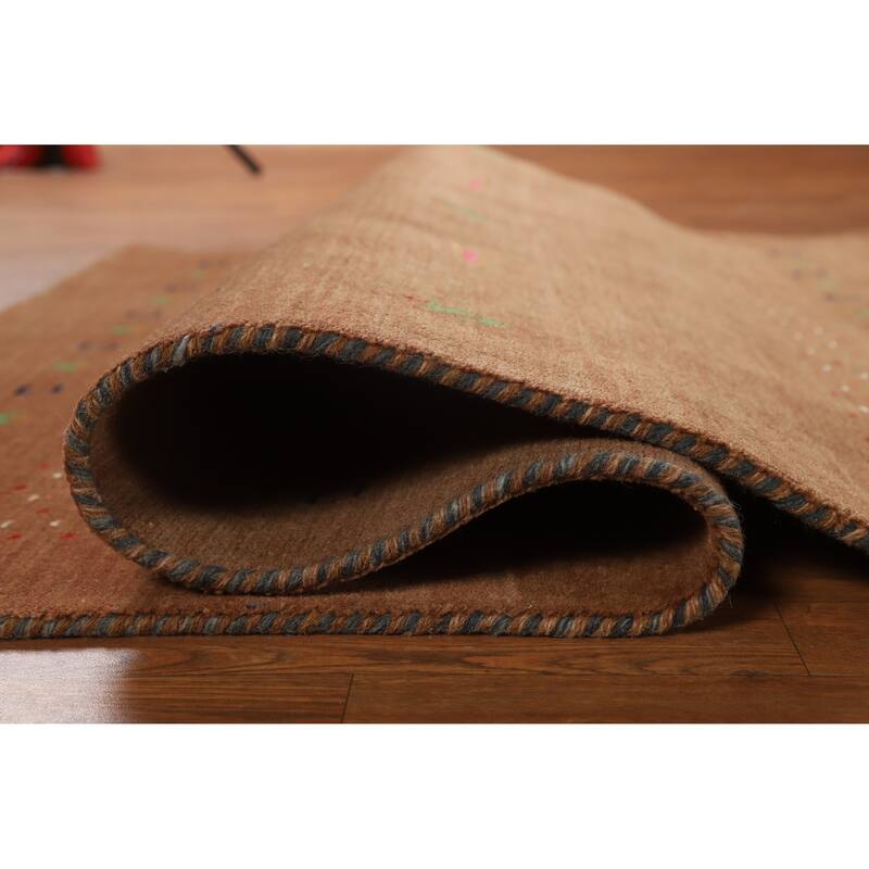 Hand Knotted Oriental 100% Wool Carpet Tribal Animal Pictorial Brown Gabbeh Area Rug - 5' 10'' X 4' 0''