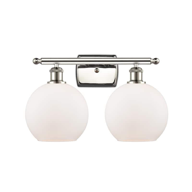 Innovations Lighting 516-2W-12-18 Athens Vanity Athens 2 Light 18" - Polished Nickel / Matte White