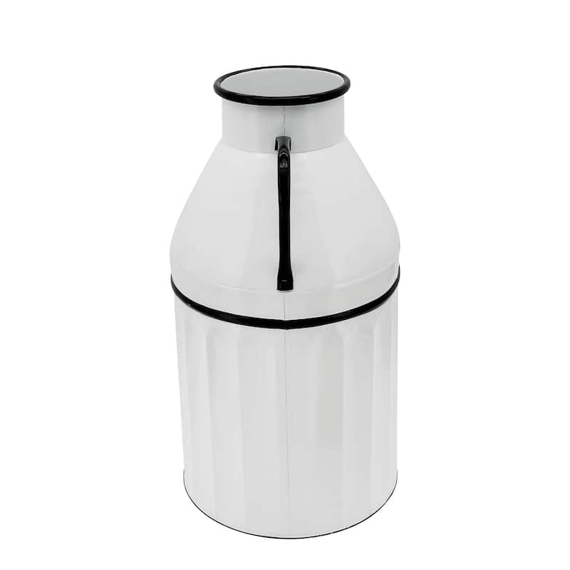 Metal Milk Bucket, White, Cylinder - 12" x 10" x 18"