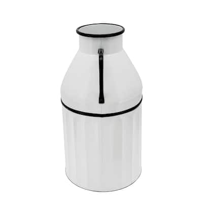 Metal Milk Bucket, White, Cylinder