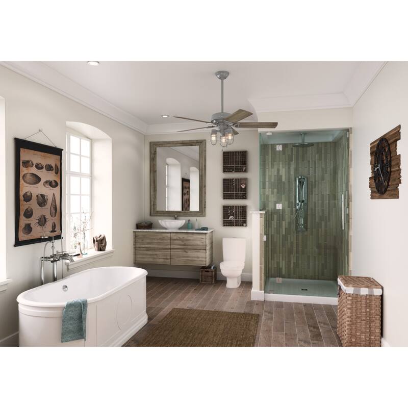 Hunter 52" Starklake Outdoor Ceiling Fan with LED Light Kit, Pull Chain, Damp Rated, Industrial, Farmhouse, Rustic