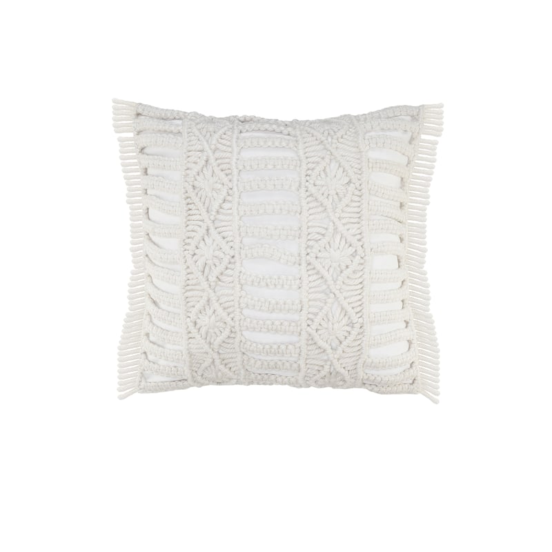 Sevita Hand Made Macrame Indoor Outdoor Throw Pillow