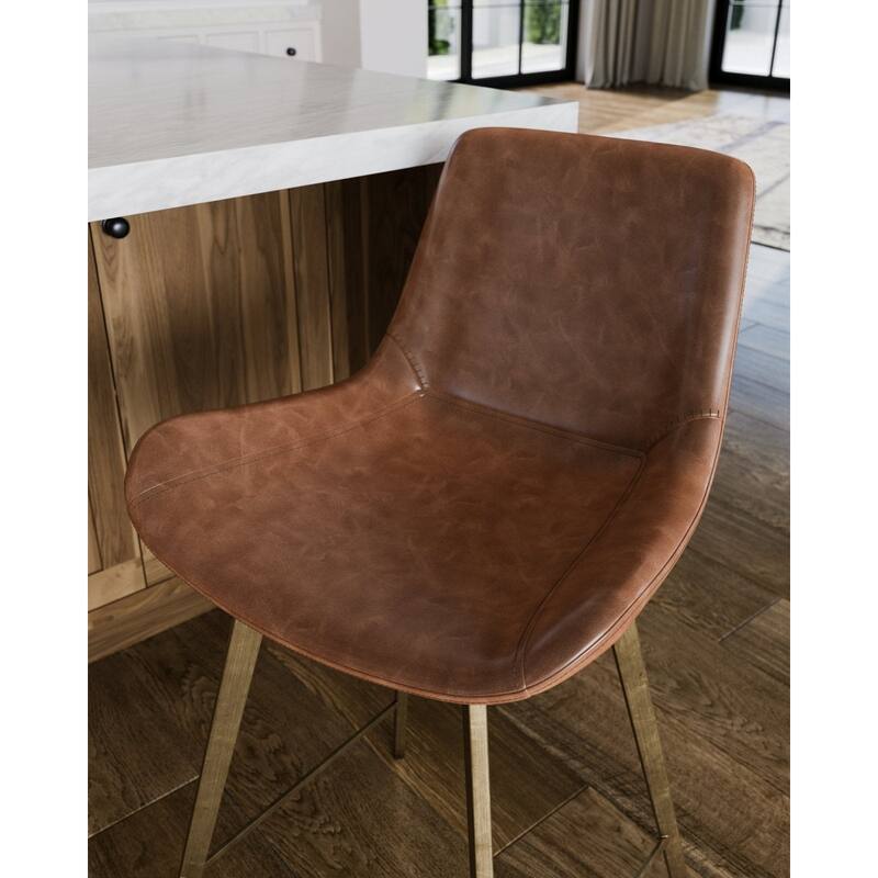 Maven Lane Victor Metal & Vegan Leather Kitchen Dining Stool