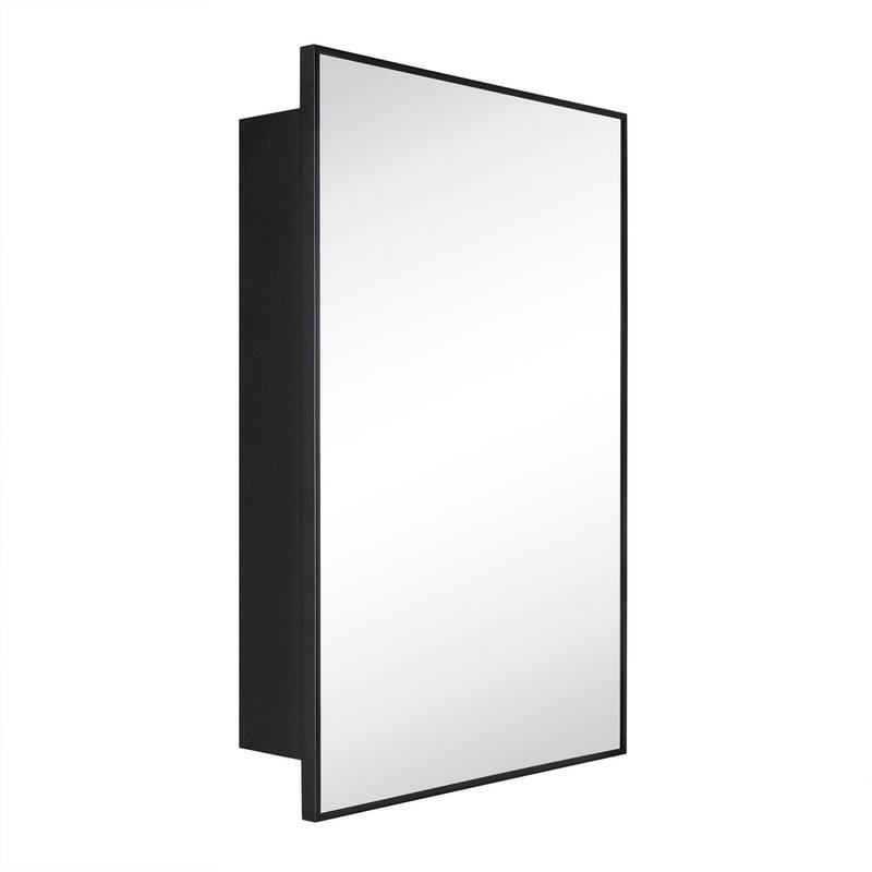 TEHOME Velin Recessed and Surface Mount Bathroom Medicine Cabinet with Mirror Square Cornered Metal Framed Rounded Rectangle