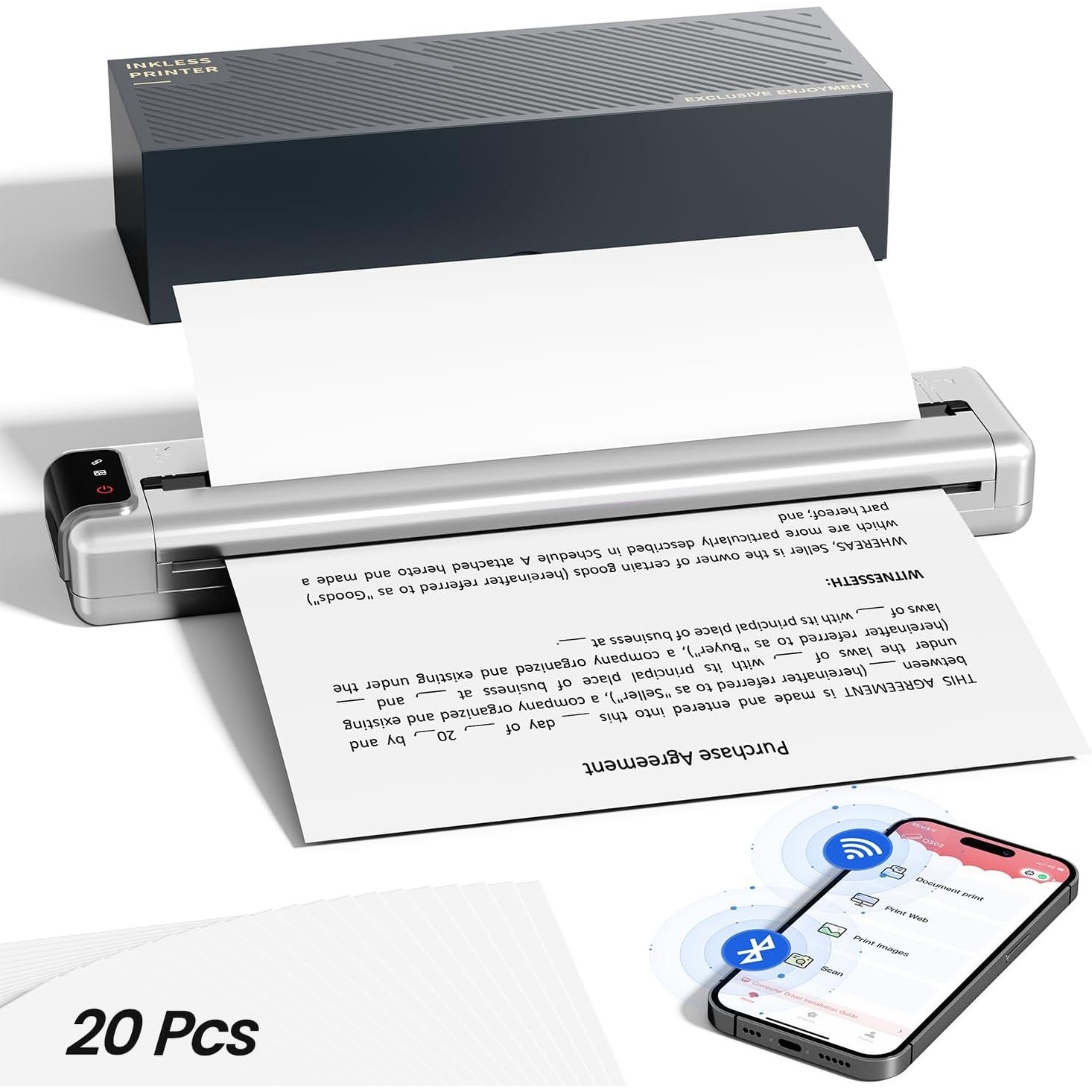 Phomemo ACPO302SRB Silver Thermal Printer Ultra High 300DPI