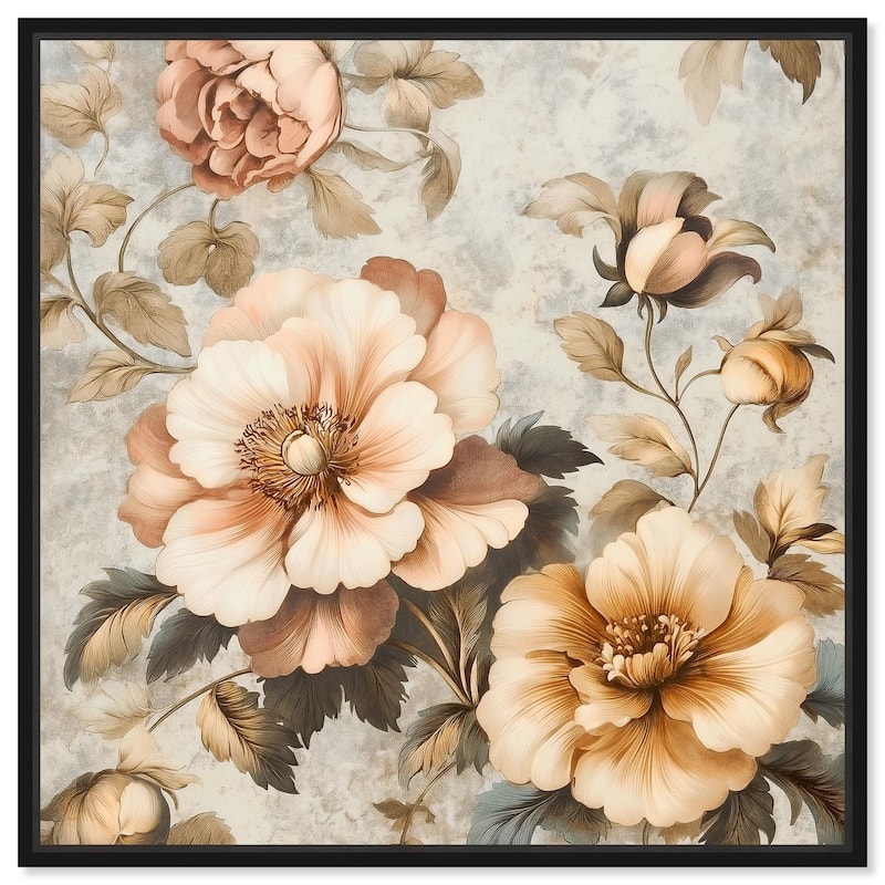 Retro Rose II Canvas by Art Remedy - 12" x 12" - Black