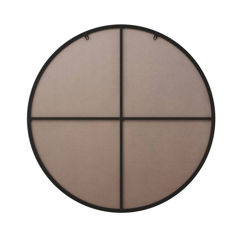 28" Wall Mounted Black Circular Mirror Metal Framed Mirror