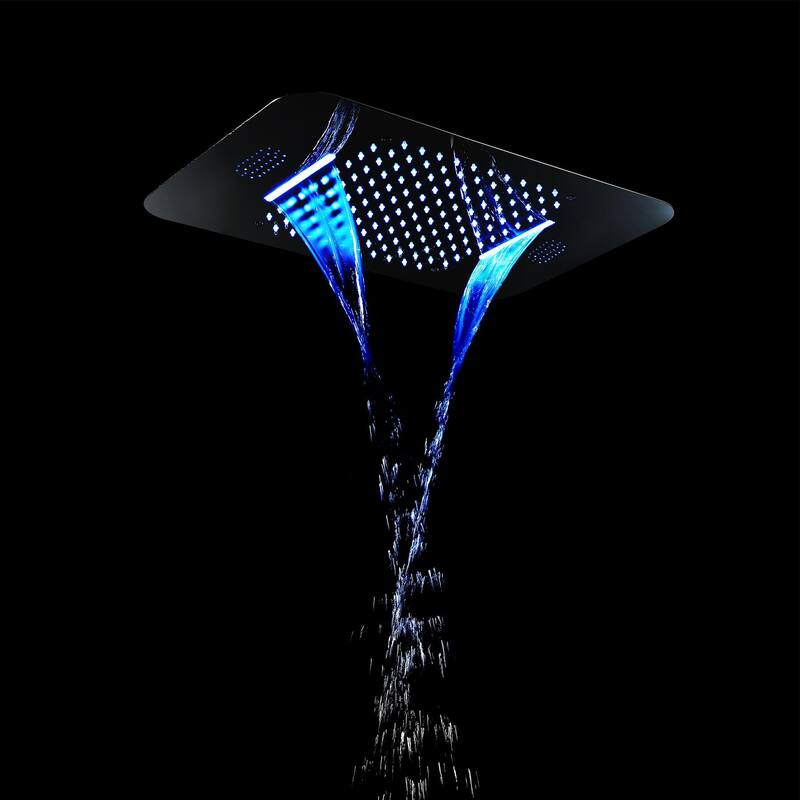 DeerCreek 23" Shower System- LED Music Railfall Waterfall Thermostatic Faucet w/ Jets - MB 2 - Matte Black