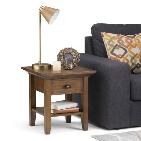 WYNDENHALL Mansfield SOLID WOOD 19 inch Wide Square Transitional End Side Table - 19.1 inches wide