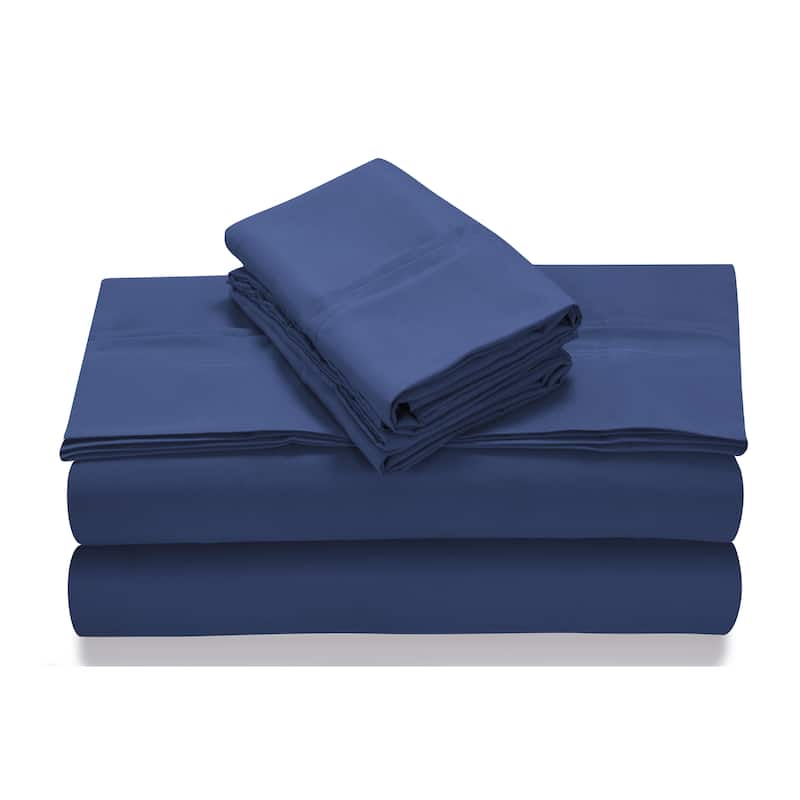 Super Soft Extra Deep Pocket Bed Sheet Set with Oversize Flat - Queen - Moonlight Blue