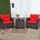 preview thumbnail 75 of 81, Costway 3PCS Patio Rattan Furniture Set Cushioned Conversation Set - See Details Red