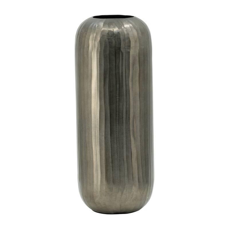 7x7x17" Layered Chisel Aluminum Vase Modern Metallic Finish Home Decor