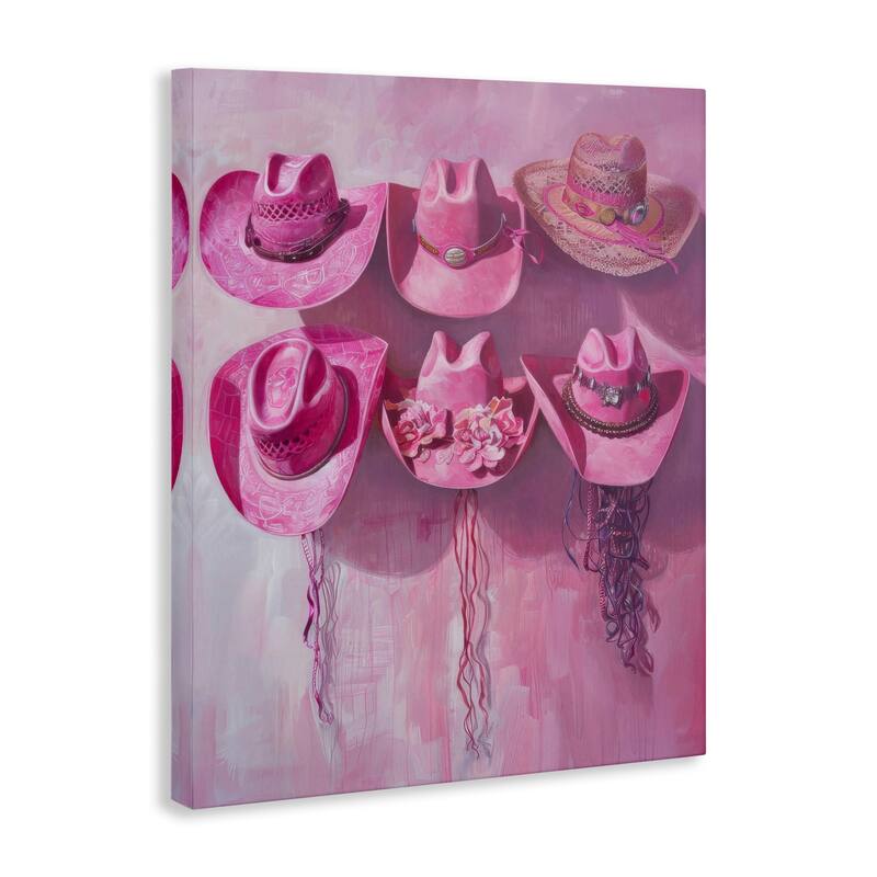 Stupell Hanging Pink Cowgirl Hats Canvas Wall Art Design By LSR Design Studio