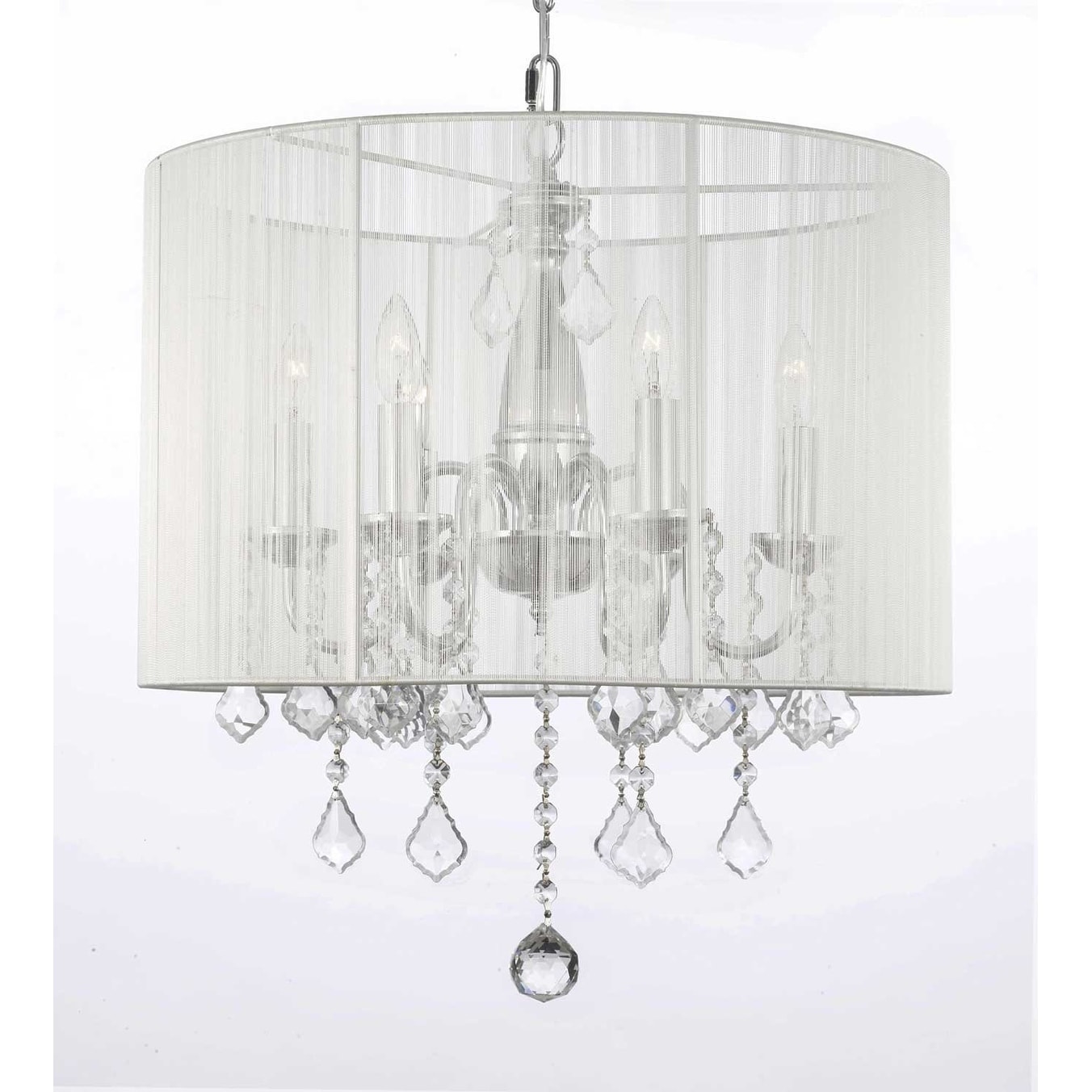 Crystal Chandelier Lighting With Large White Shade H19.5 x W18.5 - Chandeliers For Bedrooms by Overstock.com
