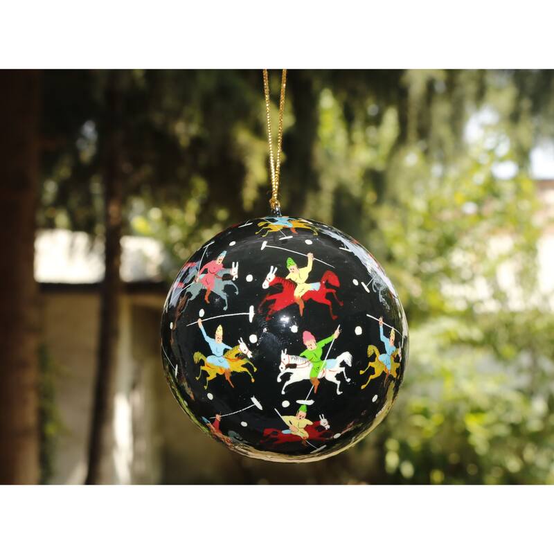 Handmade Christmas Ornaments Hand Painted by Artisan on Recycled Paper - Polo Back - One Size