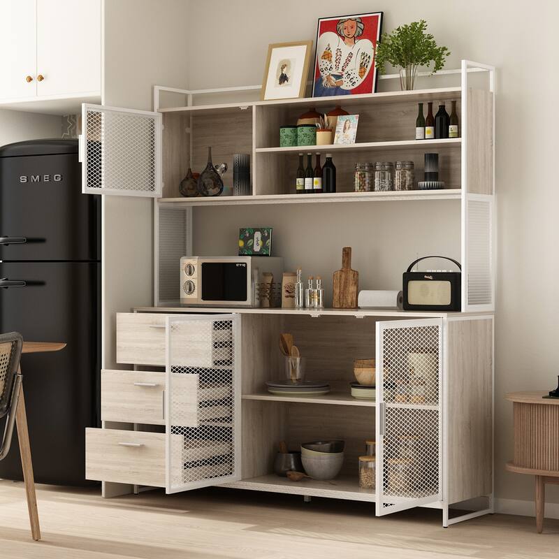 Large Buffet with Hutch,Kitchen Pantry Cupboard Sideboard