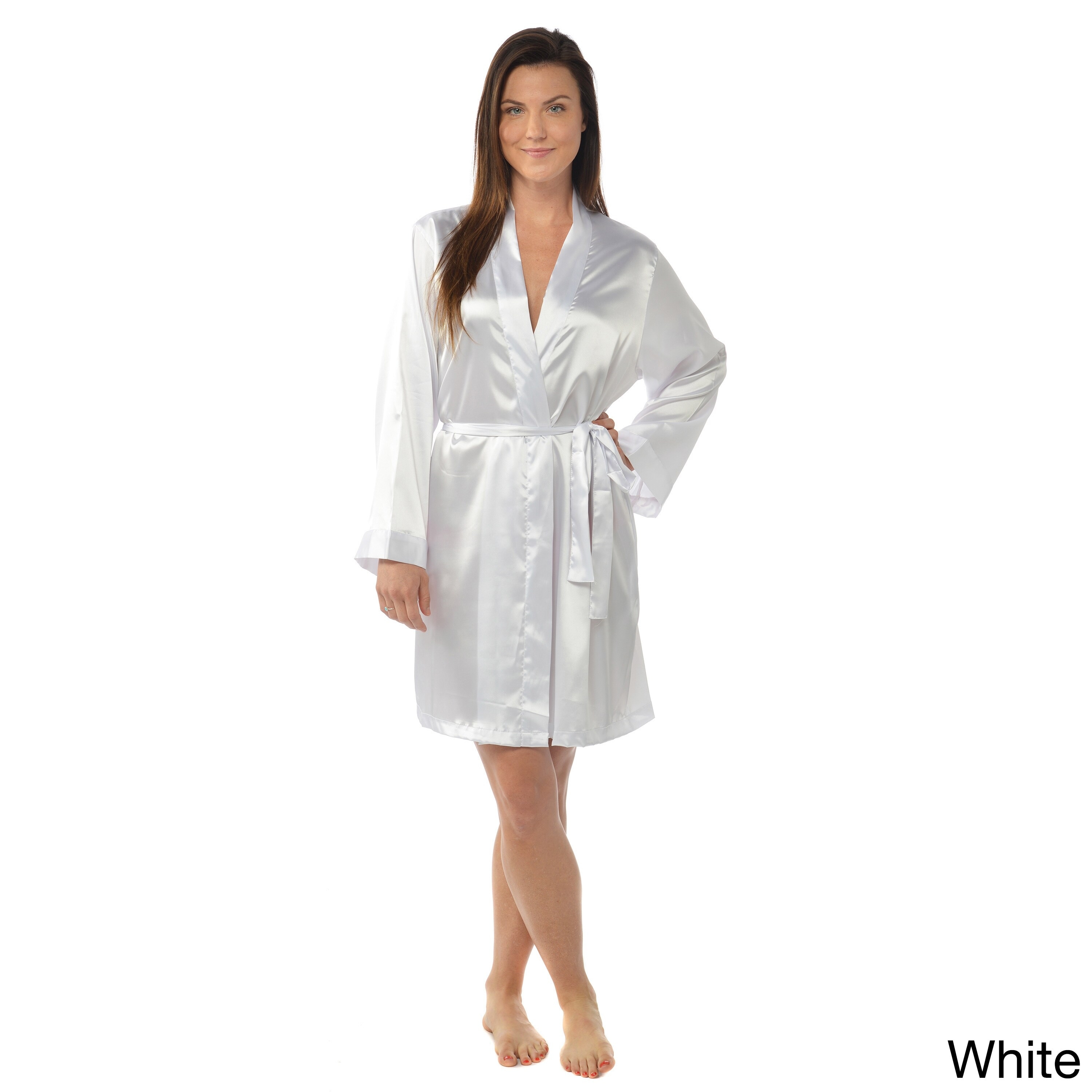 Leisureland Satin Charmeuse Knee-length Kimono Robe