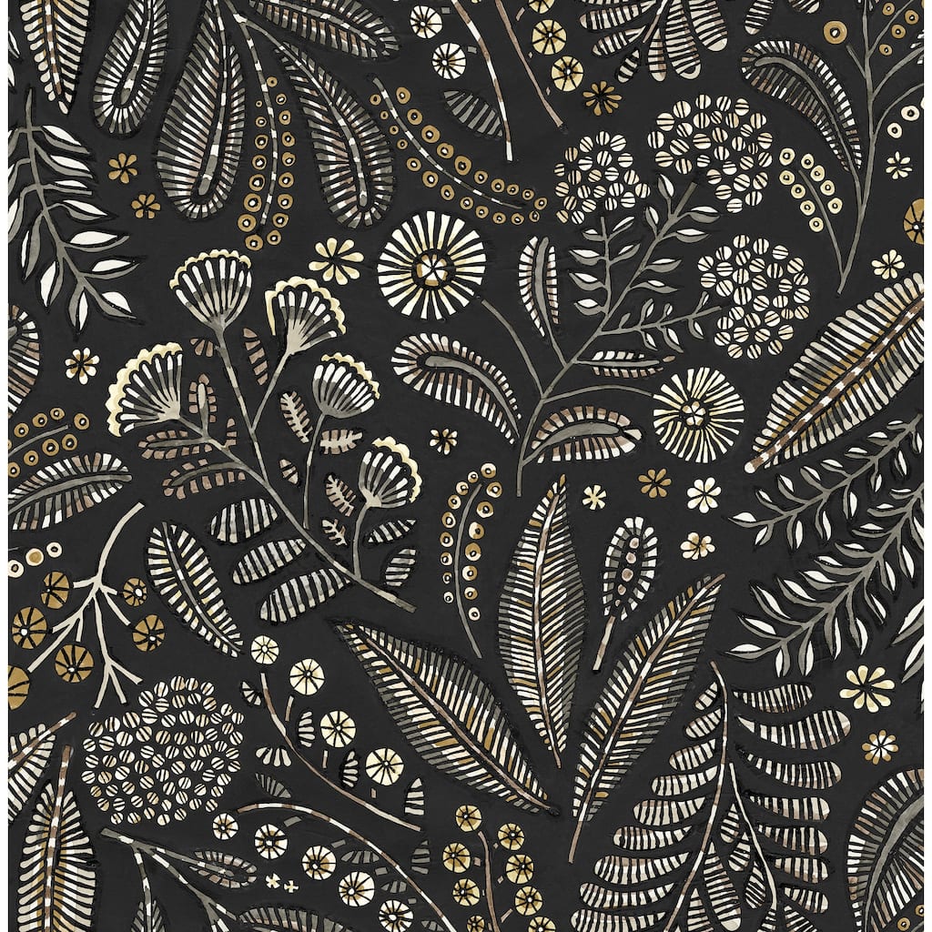 A-Street Prints Briar Black Floral Wallpaper