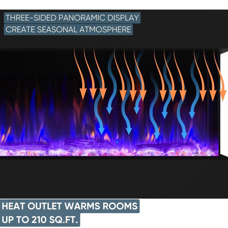 Electric Fireplace Heater with Multi Color Flam