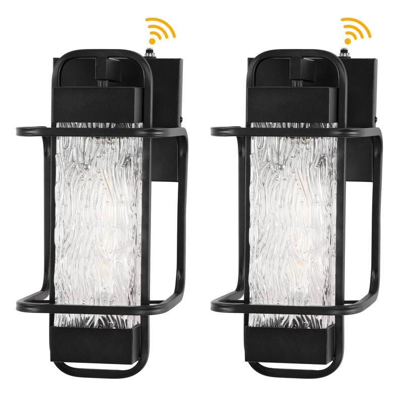 2 Pack Matte Black 1-Light Outdoor Wall Lighting Sconce Dusk to Dawn