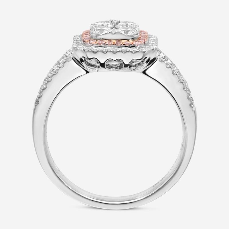 Gregg Ruth 14K Gold, White Diamond and Pink Diamond Engagement Ring Sz. 6.75
