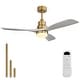 preview thumbnail 13 of 86, Sofucor 48/52 Inch Ceiling Fan with Light, Solid Wood Blades for Living Room, Bedroom,Smart Optional 52"-Remote Control-With light - Gold with Gray Solid wood Blades