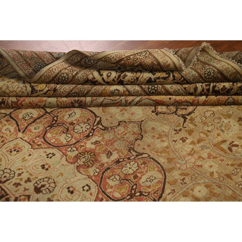 Vegetable Dye Tabriz Haj Jalili Persian Rug Hand-Knotted Wool Carpet - 9'3"x 12'9"