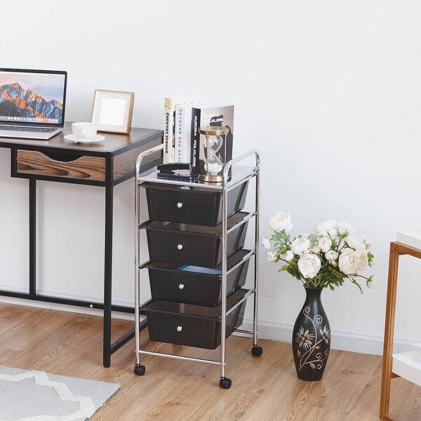 Shop Costway 4 Drawers Metal Rolling Storage Cart Scrapbook Supply