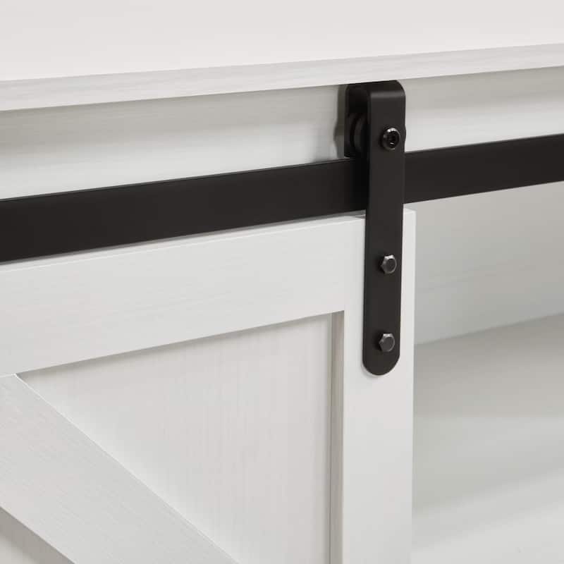 Homy Casa 58'' Farmhouse TV Stand. Sliding Barn Doors, Storage Cabinet