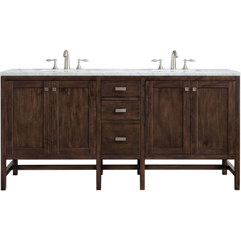 James Martin Vanities Addison 72" Double Basin Hardwood Vanity Set - Mid Century Acacia - Wood Finish