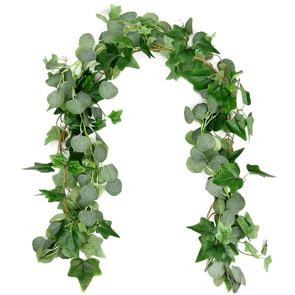 6Ft Blended Faux Silver Dollar Eucalyptus Garland and Artificial Vines