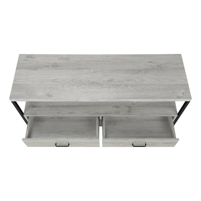 Modern 48-Inch TV Stand with Storage Drawers, Black Laminate & Metal Frame for Contemporary Home Decor
