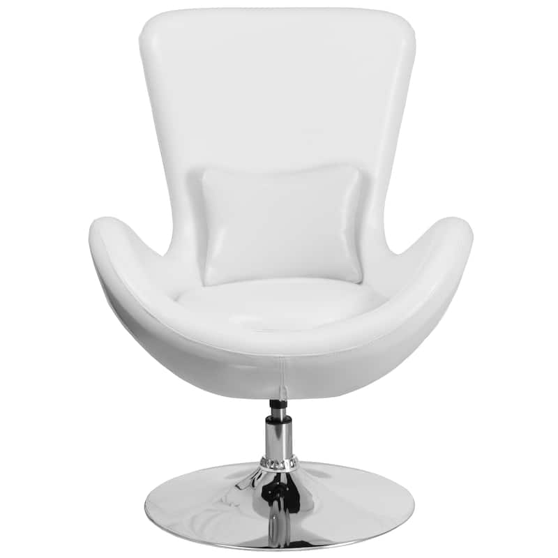 LeatherSoft Swivel Side Reception Chair with Bowed Seat